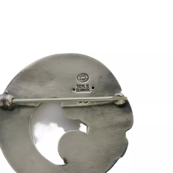 Authentic GEORG JENSEN Vintage Carp Brooch Sterling Silver